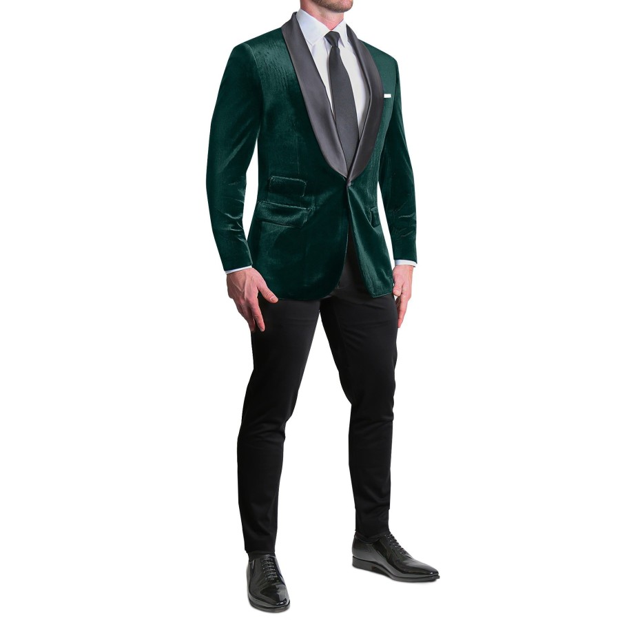 Tops State and Liberty Clothing Company | Tuxedo Jacket - Green Velvet