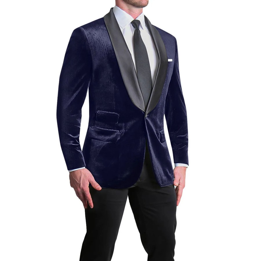 Suits State and Liberty Clothing Company | Athletic Fit Stretch Tuxedo - Navy Velvet