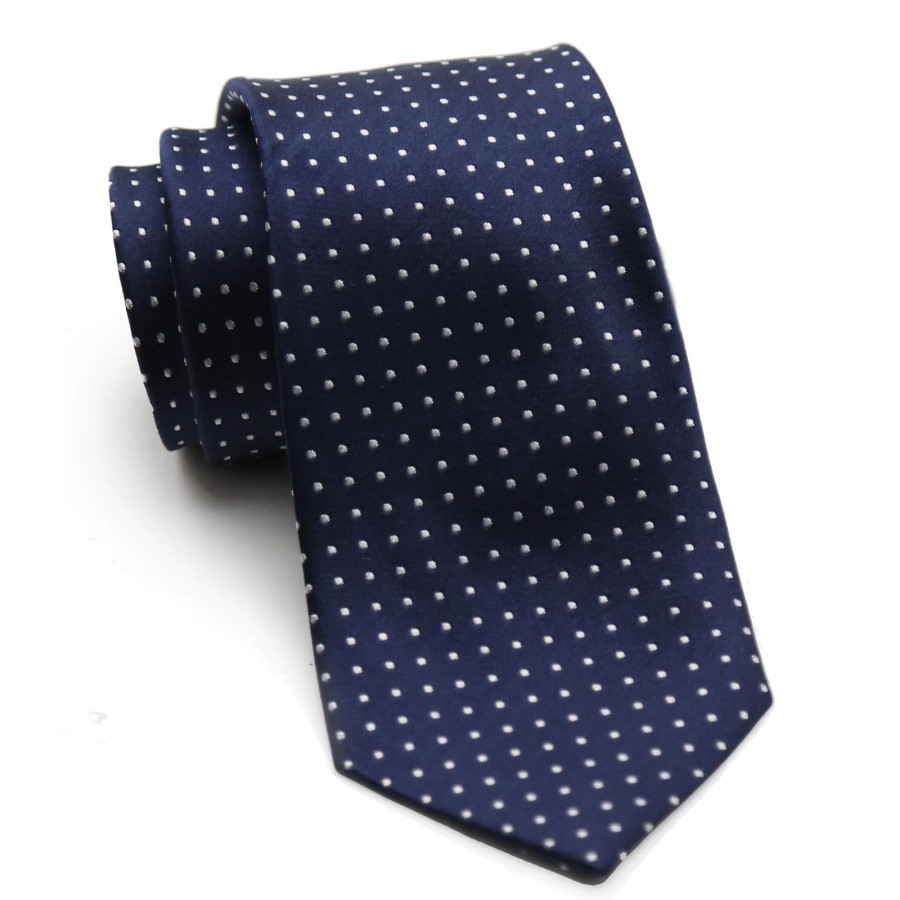 Accessories State and Liberty Clothing Company | Navy With White Dots Woven Silk Tie