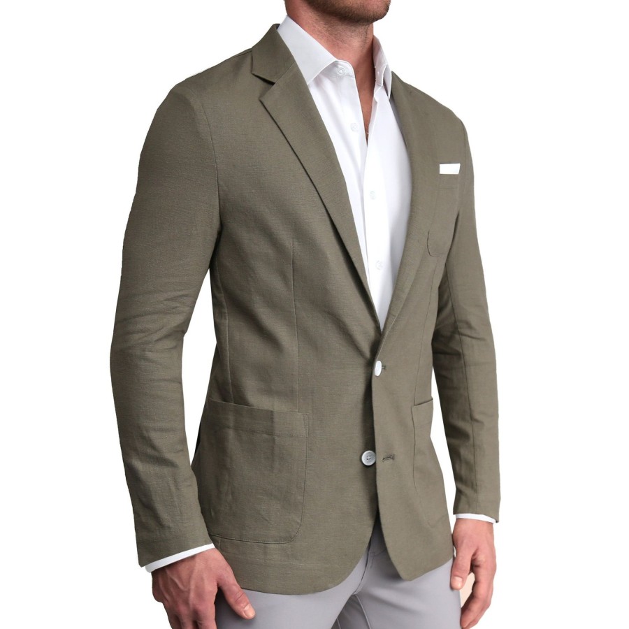 Tops State and Liberty Clothing Company | Unstructured Linen Blazer - Dark Olive