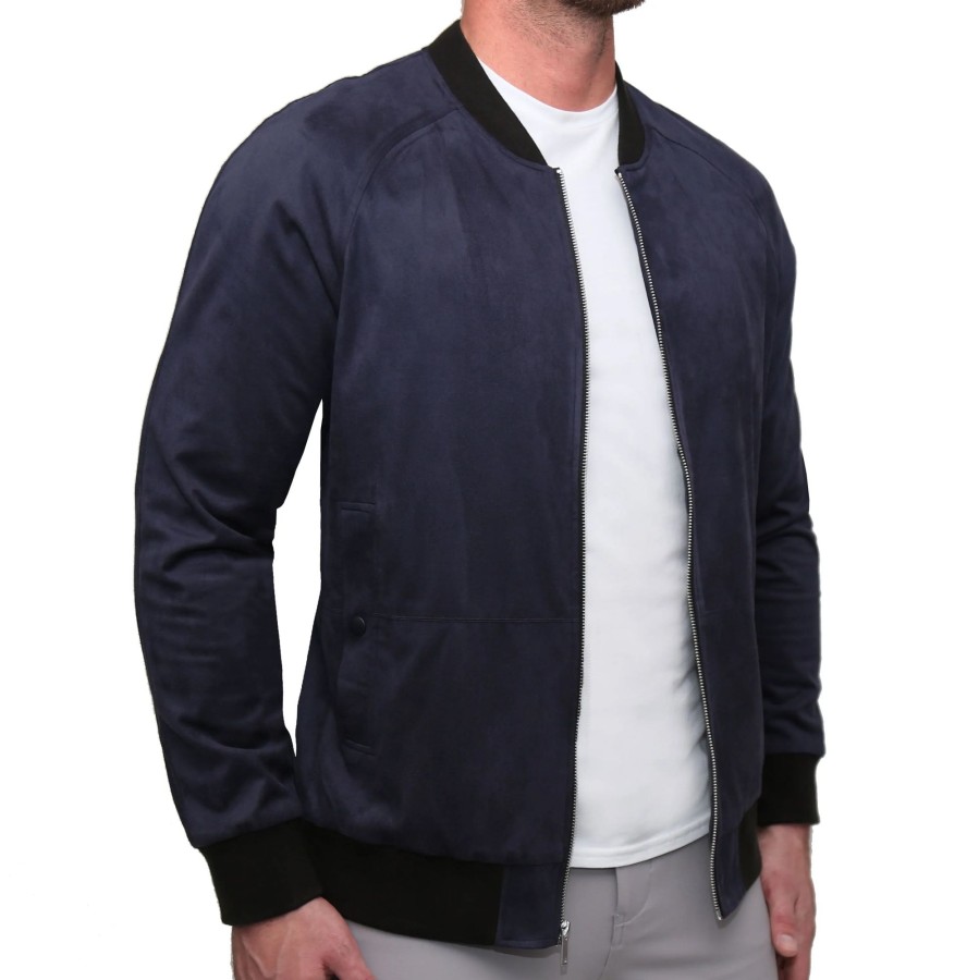 Tops State and Liberty Clothing Company | Suede Stretch Bomber - Navy