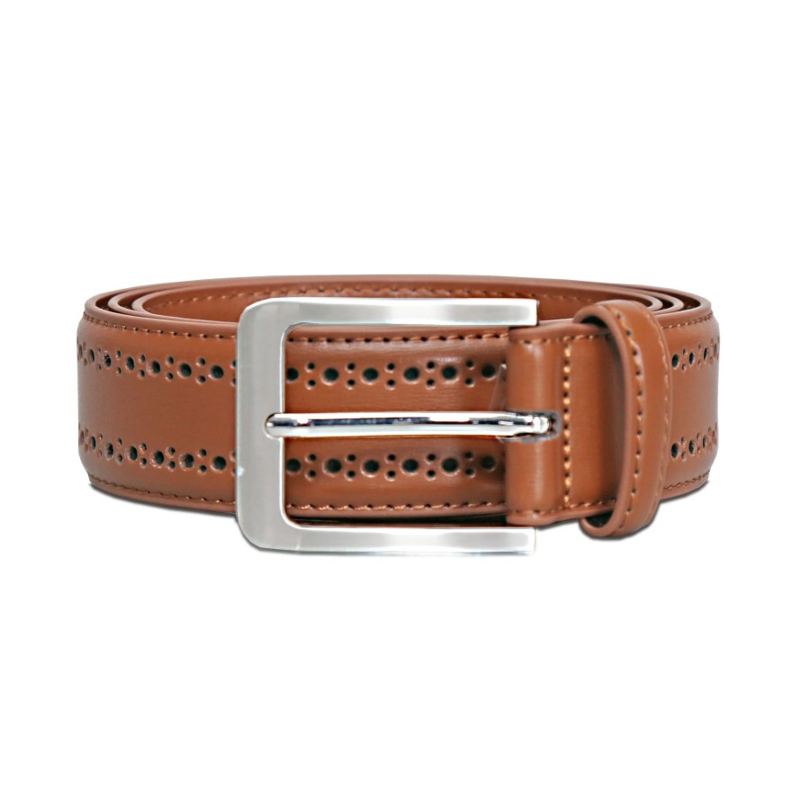 Accessories State and Liberty Clothing Company | Perforated Leather Belt - Light Brown