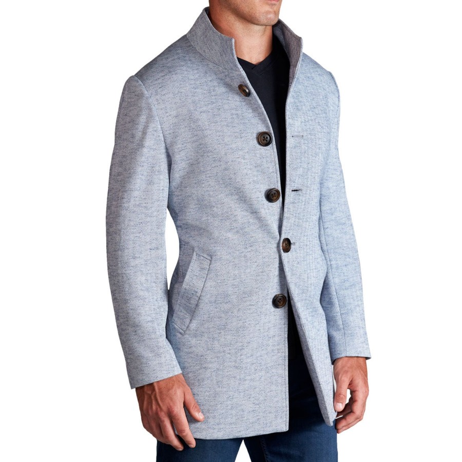 Tops State and Liberty Clothing Company | Light Blue Herringbone Overcoat