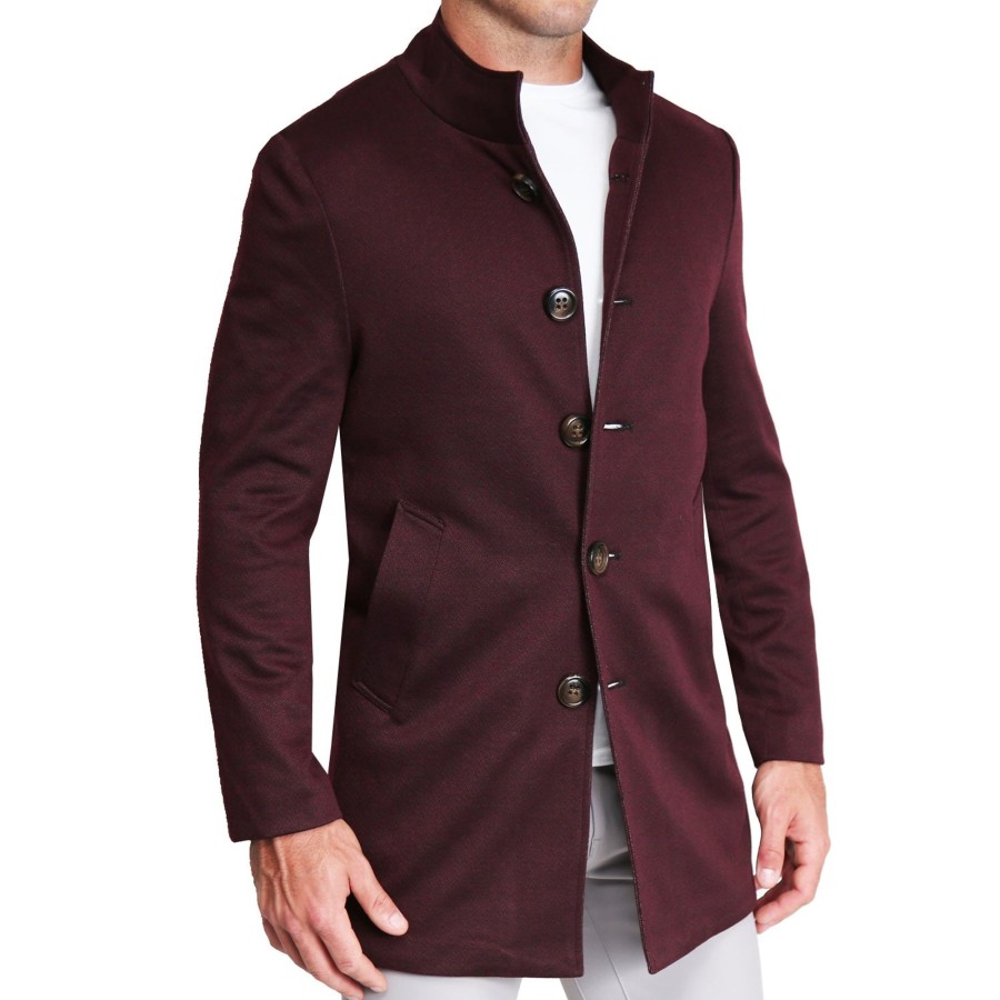 Tops State and Liberty Clothing Company | Maroon Herringbone Overcoat