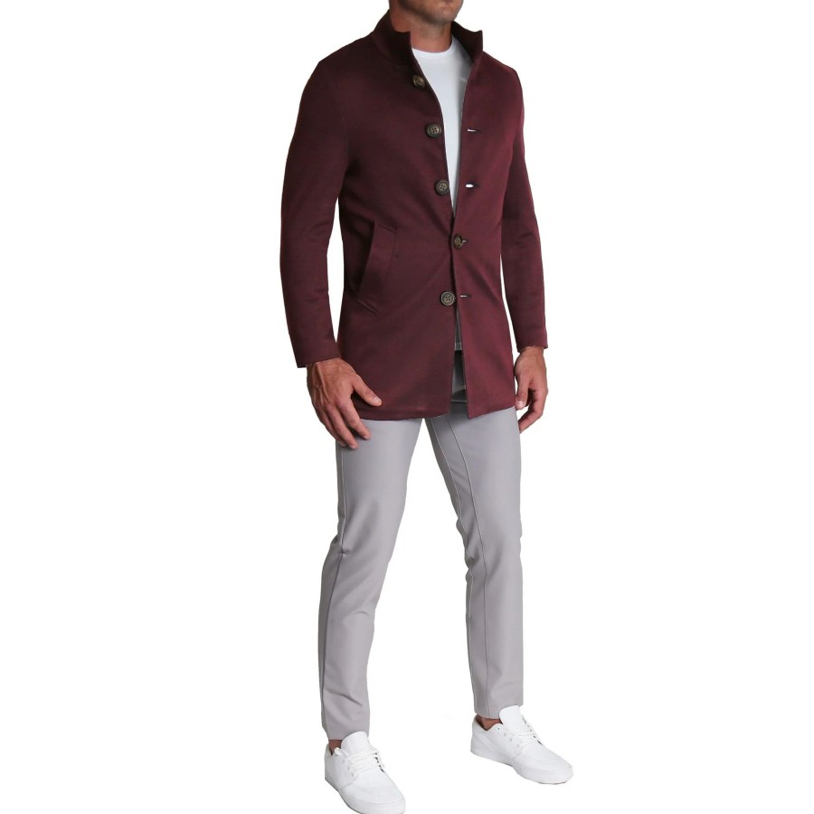 Tops State and Liberty Clothing Company | Maroon Herringbone Overcoat