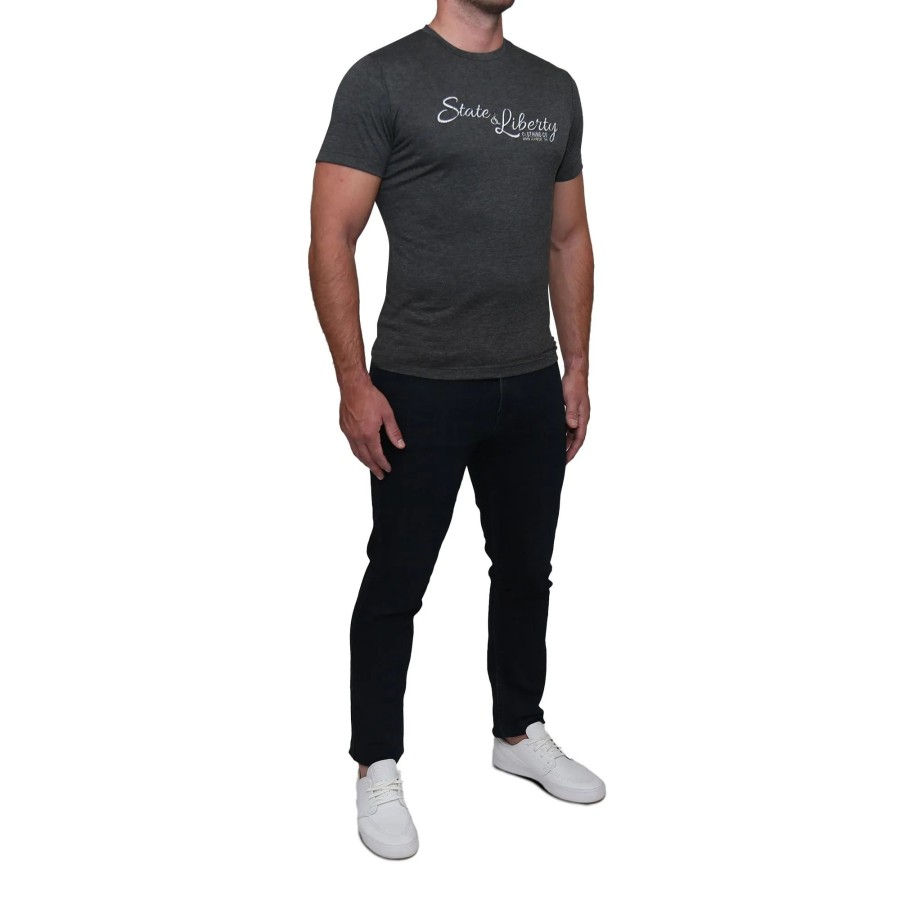 Tops State and Liberty Clothing Company | Logo T-Shirt - Charcoal