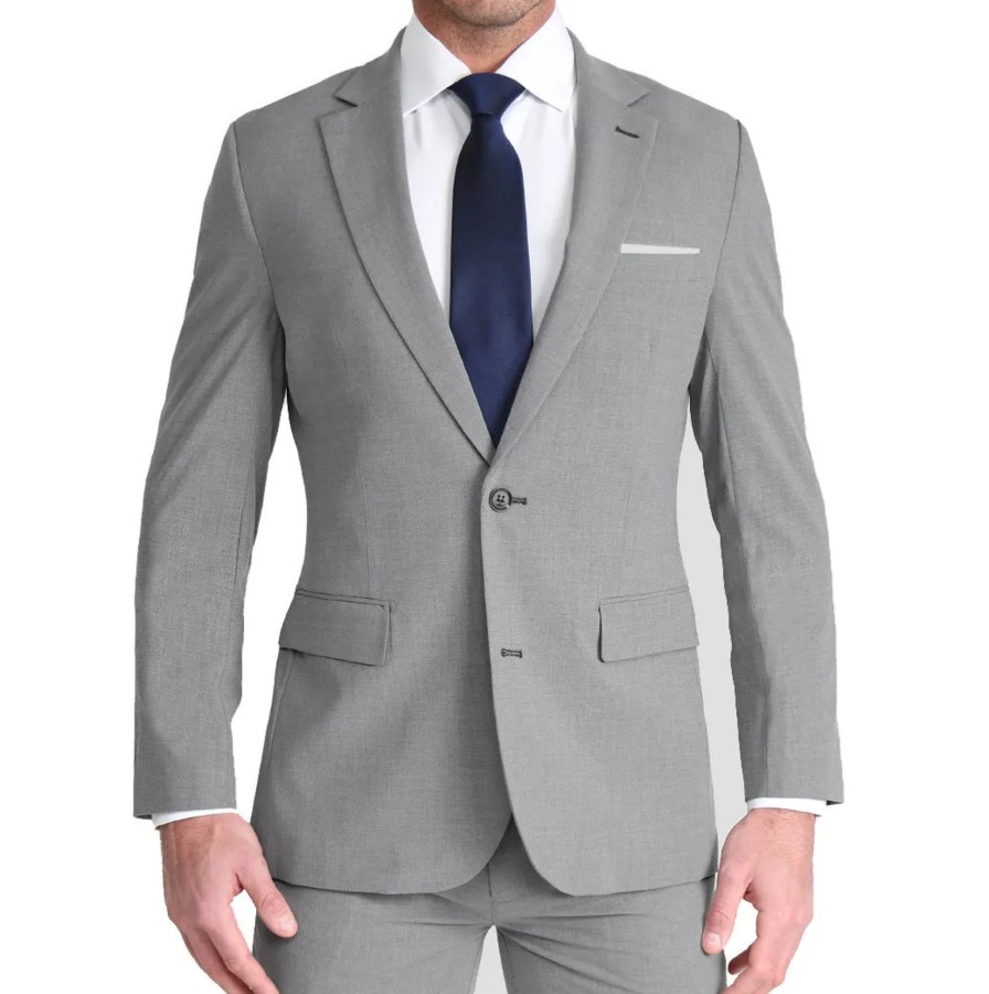 Tops State and Liberty Clothing Company | Athletic Fit Stretch Blazer - Lightweight Heathered Smoked Grey