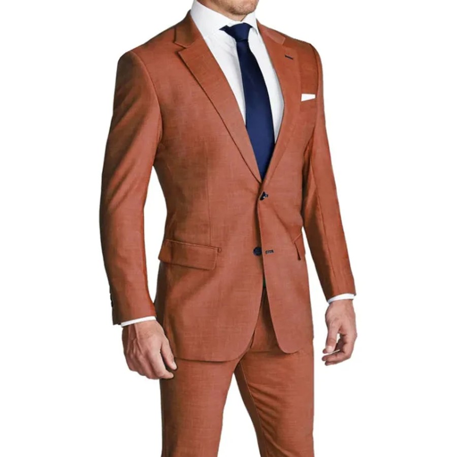 Tops State and Liberty Clothing Company | Athletic Fit Stretch Blazer - Heathered Burnt Orange