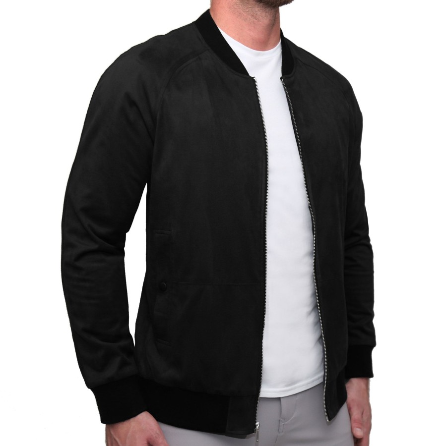 Tops State and Liberty Clothing Company | Suede Stretch Bomber - Black