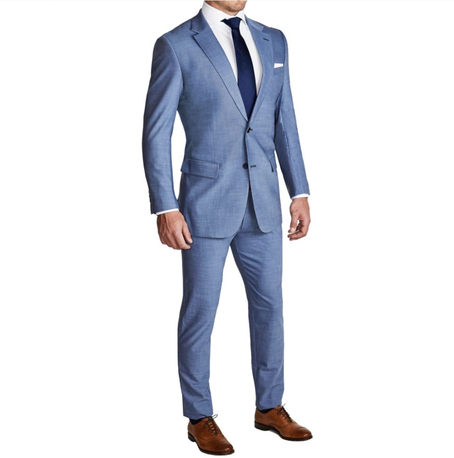 Suits State and Liberty Clothing Company | Athletic Fit Stretch Blazer - Heathered Light Blue