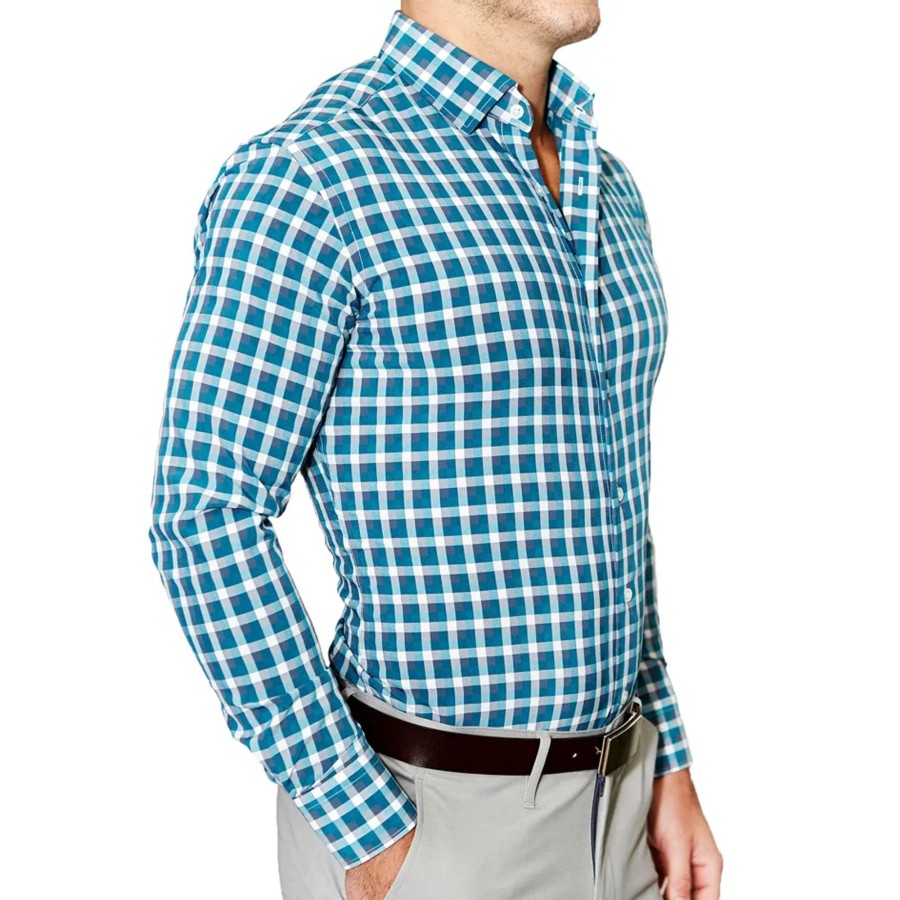 Tops State and Liberty Clothing Company | The Bagley Teal, Grey And White Triple Check