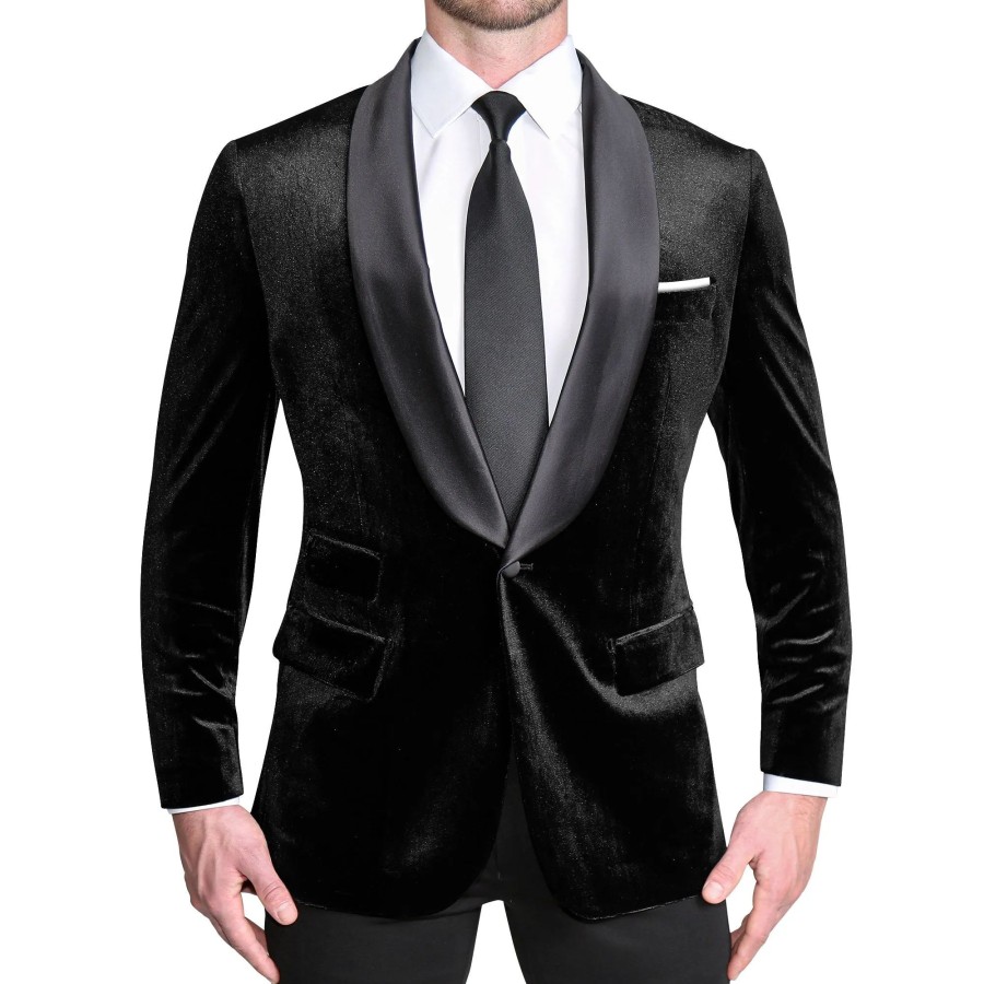 Tops State and Liberty Clothing Company | Tuxedo Jacket - Black Velvet