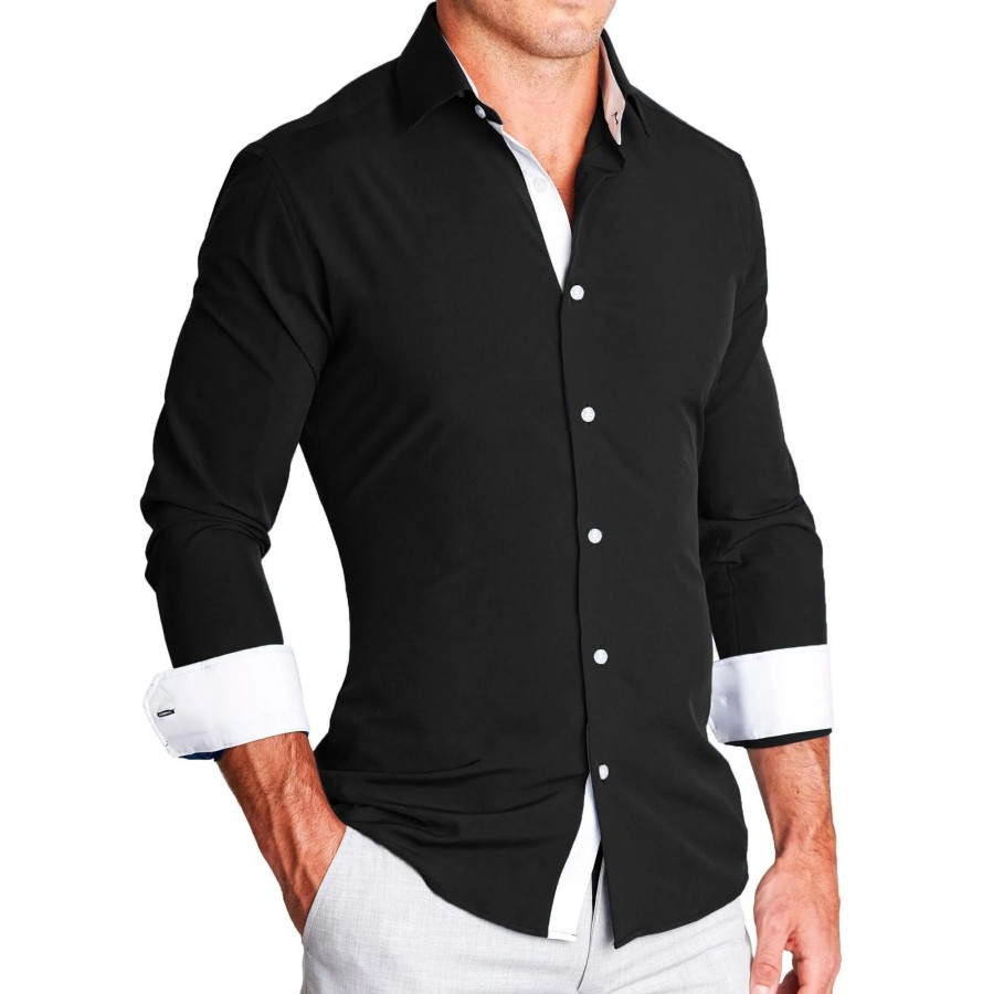 Tops State and Liberty Clothing Company | The Oscar Solid Black With White Accents