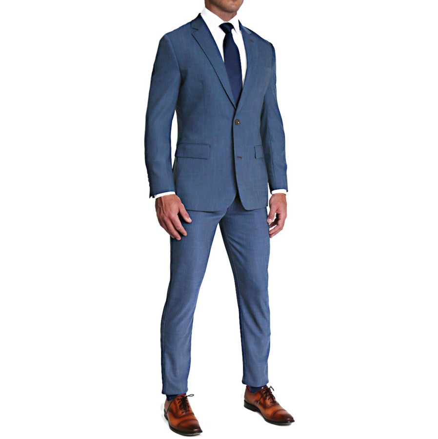 Suits State and Liberty Clothing Company | Athletic Fit Stretch Blazer - Heathered Blue