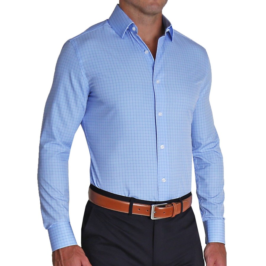 Tops State and Liberty Clothing Company | The Reynolds Powder Blue And Navy Windowpane