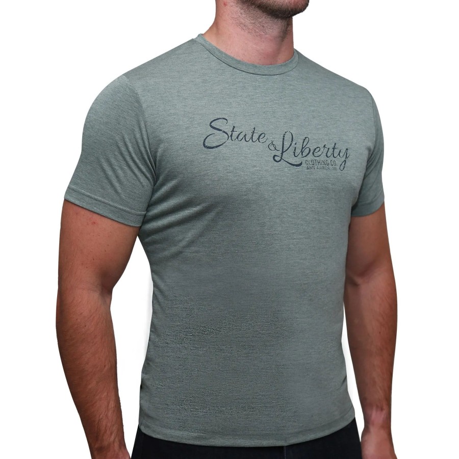 Tops State and Liberty Clothing Company | Logo T-Shirt - Olive