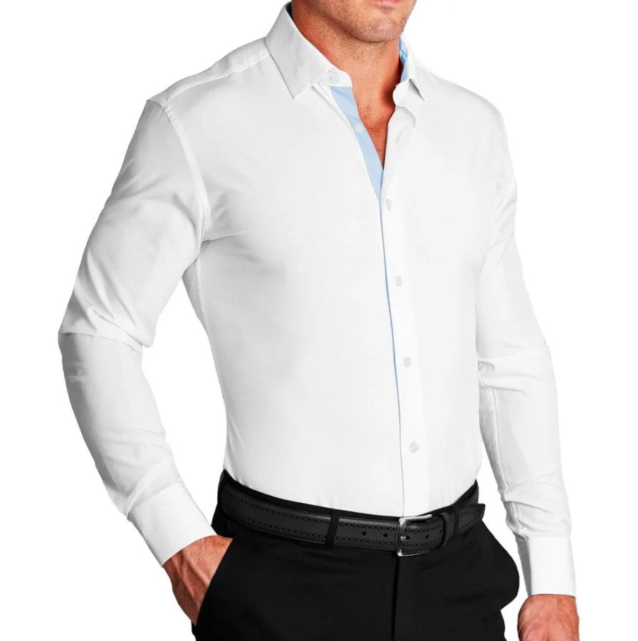 Tops State and Liberty Clothing Company | The Briggs Solid White With Light Blue Accents