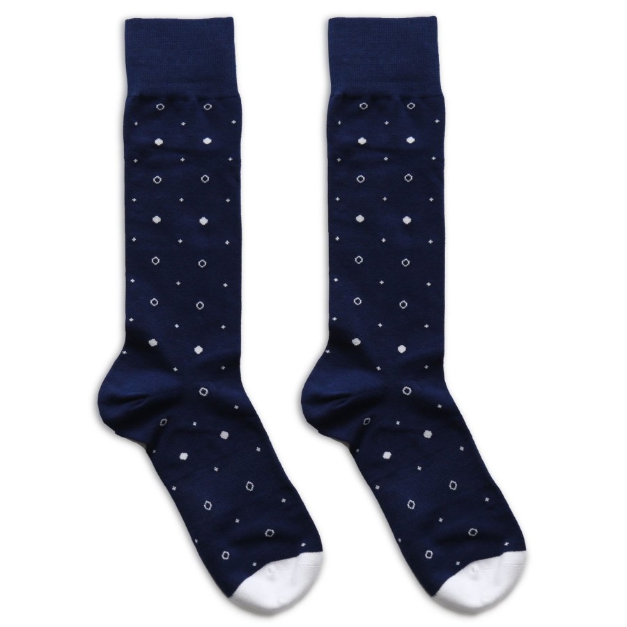 Accessories State and Liberty Clothing Company | Navy With White Circles Dress Socks