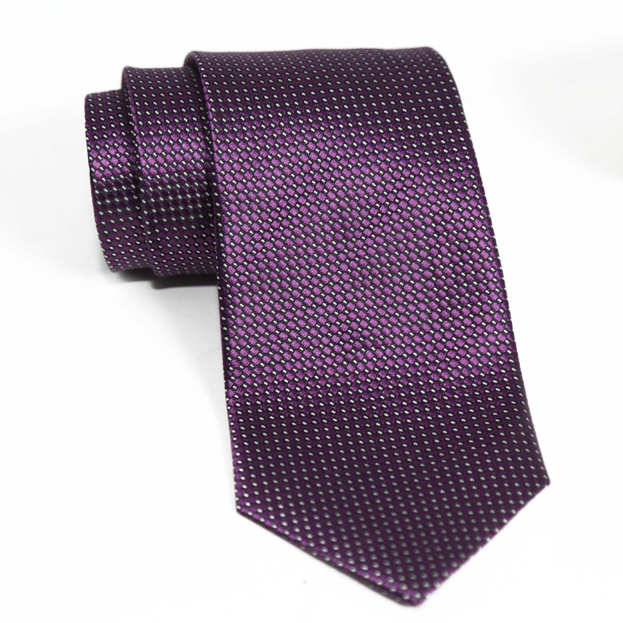 Accessories State and Liberty Clothing Company | Purple With Silver Dots Woven Silk Tie