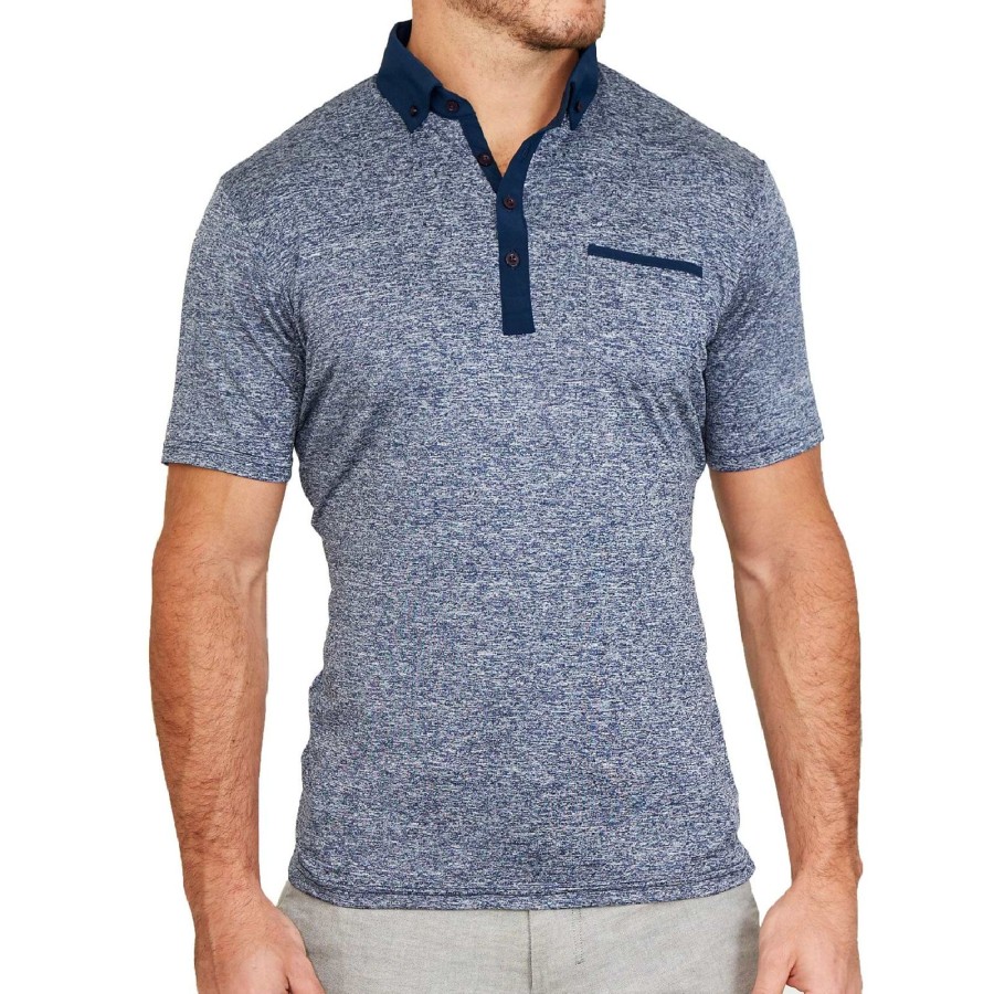 Tops State and Liberty Clothing Company | The Dozier Heathered Blue Tech Polo