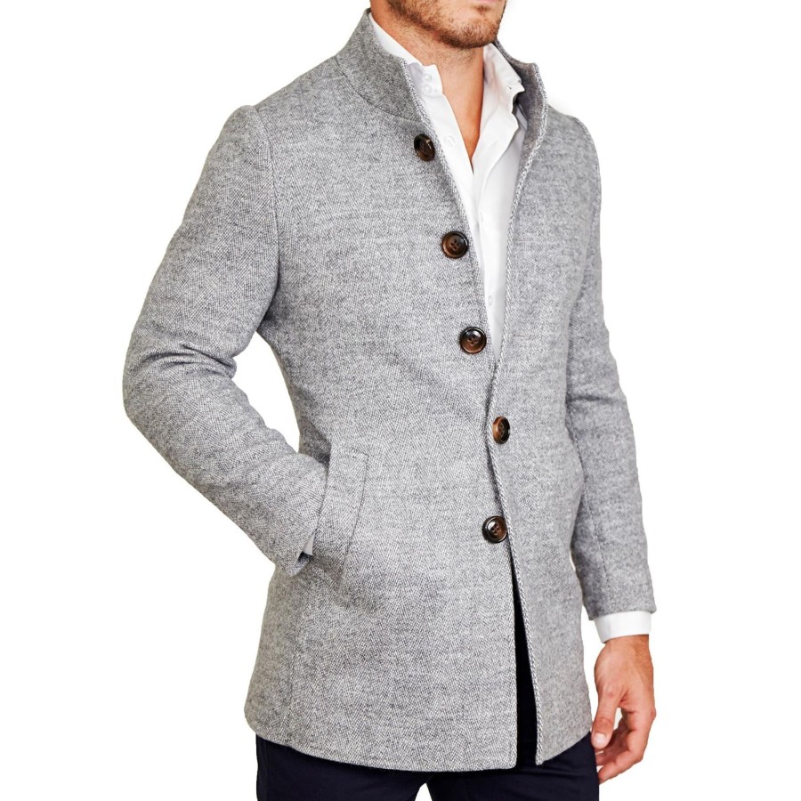 Tops State and Liberty Clothing Company | Grey Open Button Overcoat