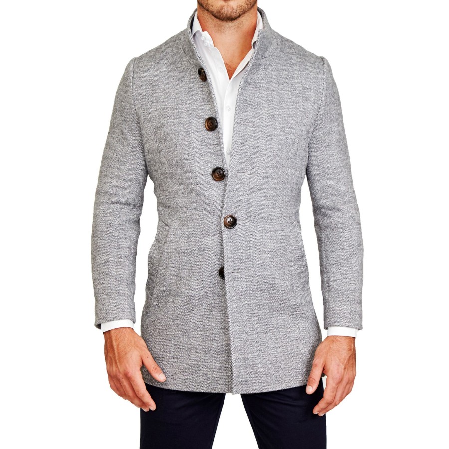 Tops State and Liberty Clothing Company | Grey Open Button Overcoat